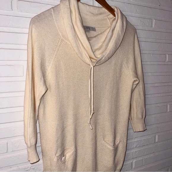 Loft Ivory Cowl Neck Oversized Knit Pullover Sweater, Women’s Size Extra Small - Picture 7 of 7